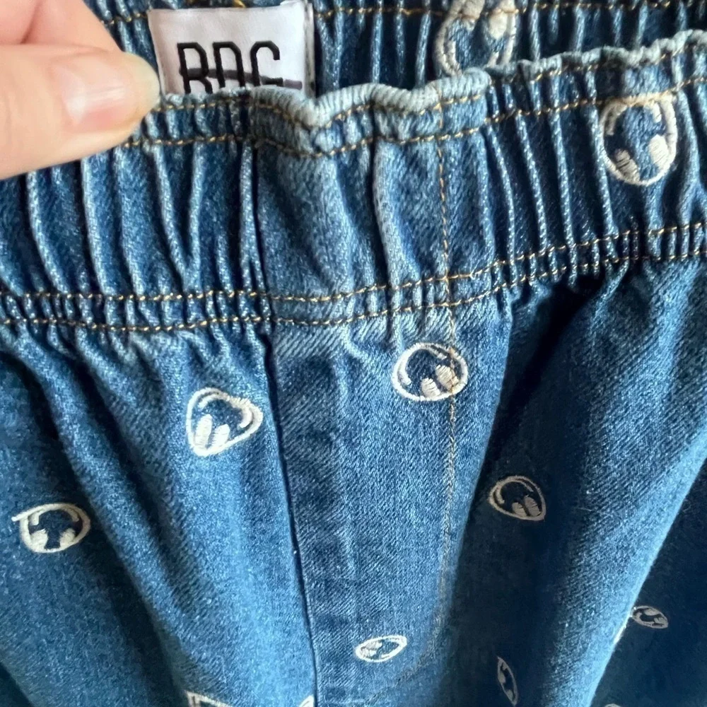 Urban Outfitters Smile Embroidered Denim Beach Pants New no tag